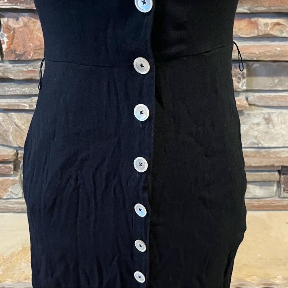 Wilfred Black Midi Shirt Dress with White Buttons - Picture 3 of 7